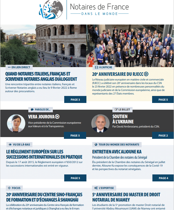 La lettre des notaires de France dans le monde / Mars 2022